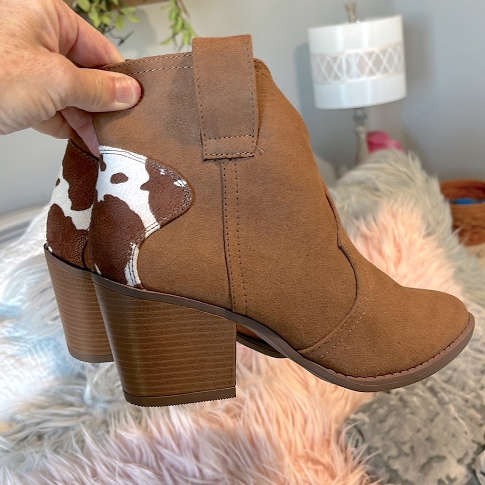 Cowboy Booties Western Rich Brown Ankle Boots Sugar Women 7.5  8 Cognac Cowboy - Picture 7 of 14